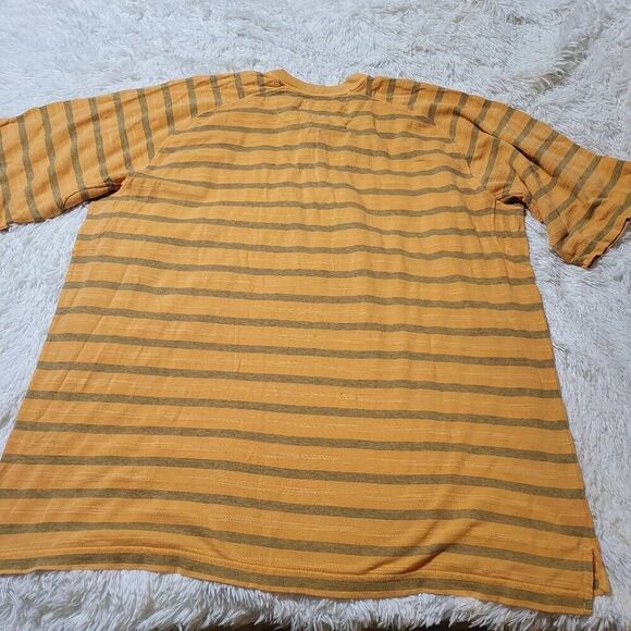 Striped Yellow and Gray Short Sleeve Men's Tee - Picture 4 of 5